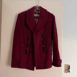 Burberry Brit Red Wool Pea Coat